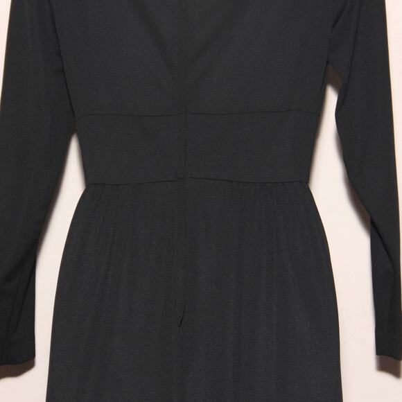 Vintage Edith Flagg Surplice Front Bow Accent Black Maxi Dress Size Small - Picture 7 of 10